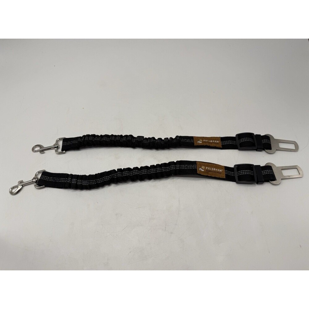 2 Pcs Pelsbarn Dog Car Seatbelt Leash Bungee Reflective Black Adjustable